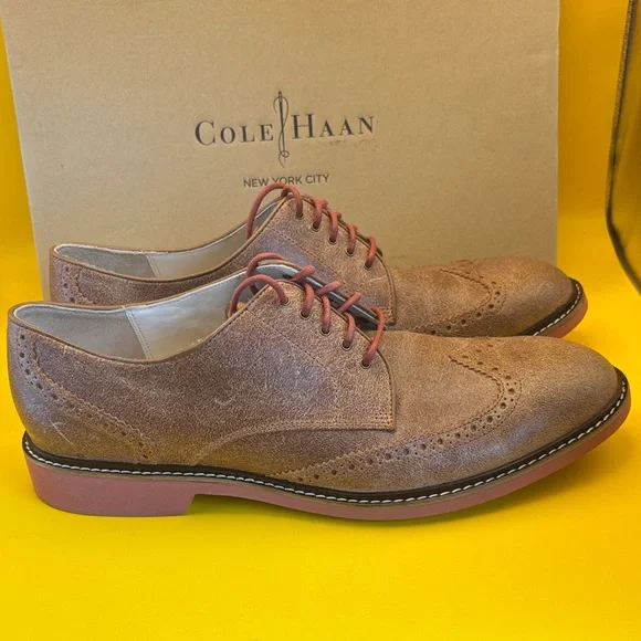 Cole Haan Men's Tan Wingtip Derbys - Picture 6 of 12